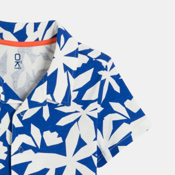 بيجاما بشورت من الجيرسيه المطبوع، زرقاء اللون للأولاد